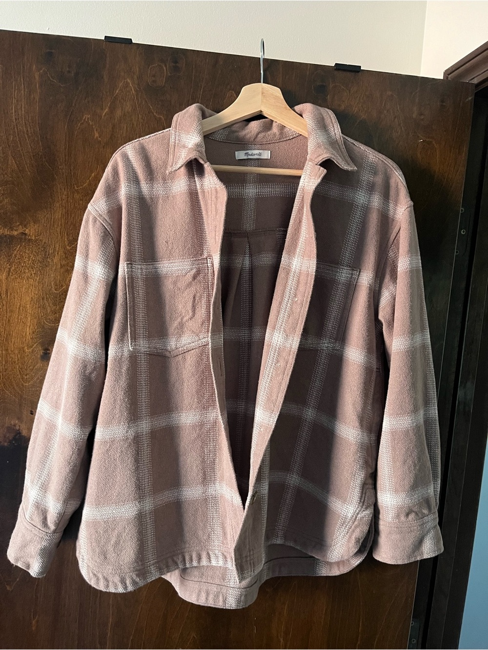 Madewell Taupe Plaid Button-Up Shacket - Picture 2 of 2